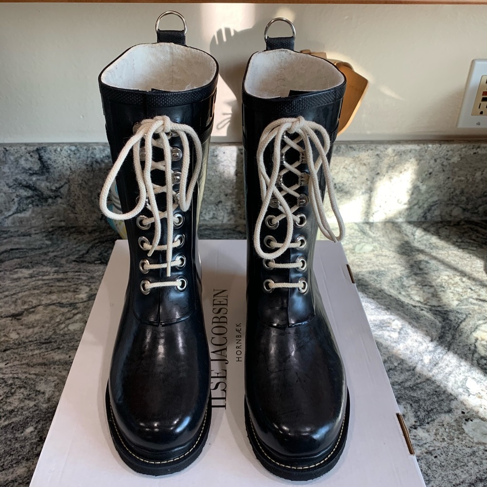 Ilse Jacobsen Rubber Lace Up Rain Boot